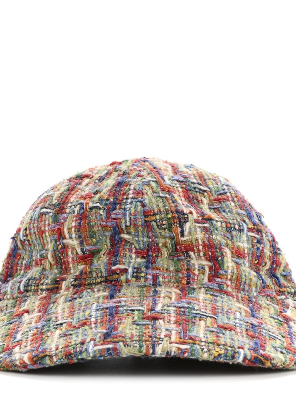 CHANEL Multicolor Tweed Baseball Cap in Red Blue Green Accents